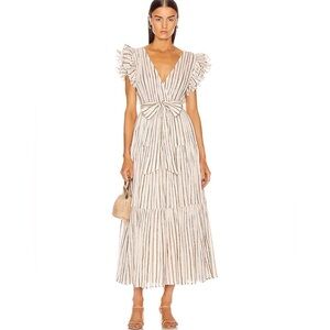 Ulla Johnson Elegant Cream Striped Lilliana Dress